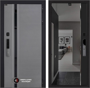 Входная дверь Пиано Смарт 2.0 с зеркалом Панорама - Черный кварц 55481