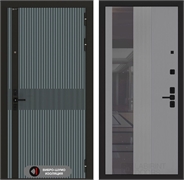 Входная дверь Лабиринт ISSIDA с Зеркалом 32 тонированным - Серый рельеф софт 55482