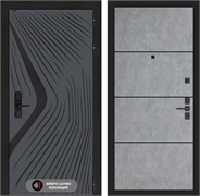 Входная дверь Лабиринт LEOLAB 25 - Бетон светлый, черный молдинг 55540