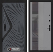 Входная дверь Лабиринт LEOLAB с Зеркалом 32 тонированным - Серый рельеф софт 55548