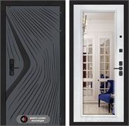 Входная дверь Лабиринт LEOLAB с Зеркалом Фацет - Белый софт 55501