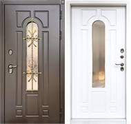 Входная дверь Терморазрывом с ковкой, стеклопакетом, Эмаль белая 41874