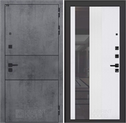 Входная дверь ИНФИНИТИ с Зеркалом 32 тонированным - Белый рельеф софт 55557