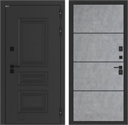 Входные двери Аляска лайт с терморазрывом 25 - Бетон светлый, черный молдинг 55594