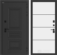 Входные двери Аляска лайт с терморазрывом 25 - Белый софт, черный молдинг 55595