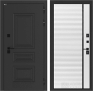 Входные двери Аляска лайт с терморазрывом 22 - Белый софт, черная вставка 55597