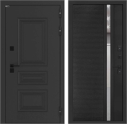 Входные двери Аляска лайт с терморазрывом 31 - Черный кварц, зеркальная вставка с тонировкой 55616