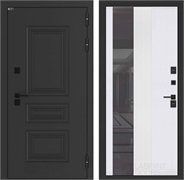 Входные двери Аляска лайт с терморазрывом с Зеркалом 32 тонированным - Белый рельеф софт 55618