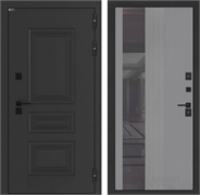 Входные двери Аляска лайт с терморазрывом с Зеркалом 32 тонированным - Серый рельеф софт 55619